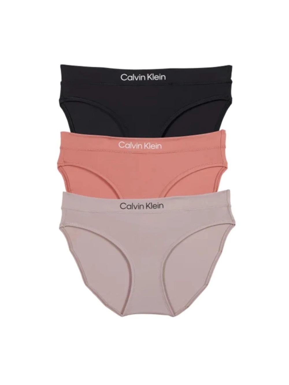 Calvin Klein 3-Pack Bikini Briefs — Black, Coral, Blush
